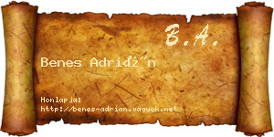 Benes Adrián névjegykártya